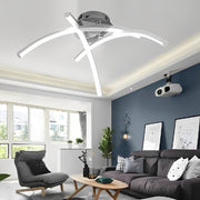 Geometric 3-Line LED Flush Mount Ceiling Light - Chrome Aluminum