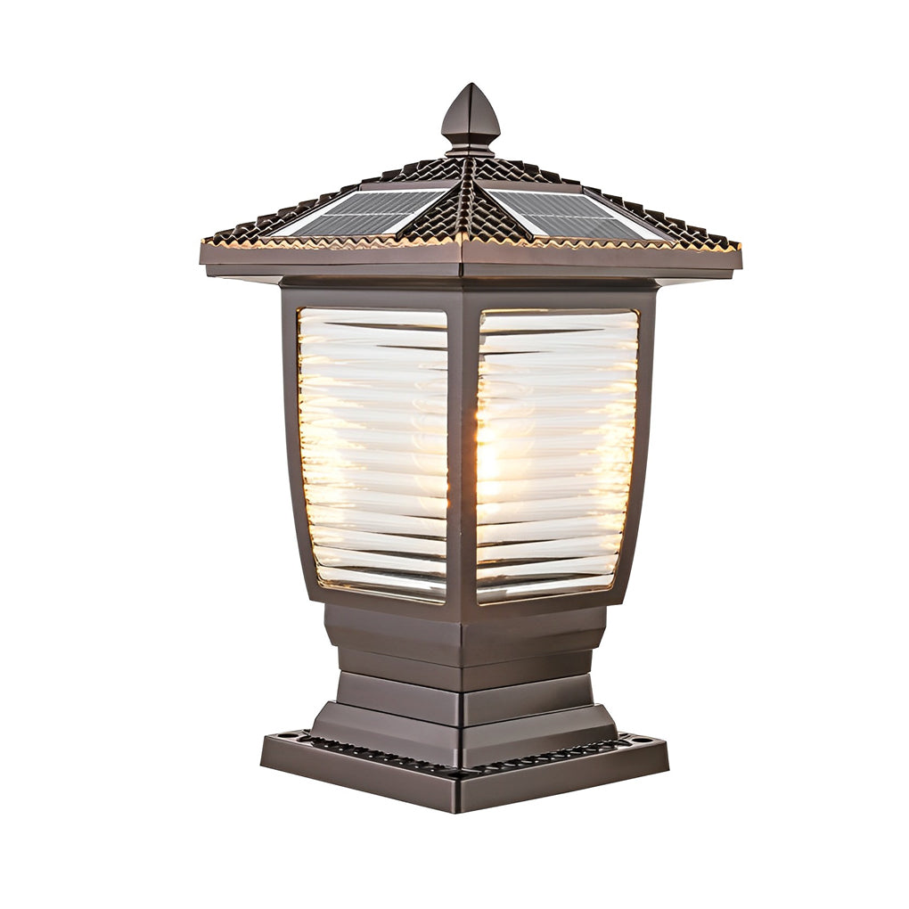 Modern Solar Fence Post Light - Glass & Aluminum Outdoor