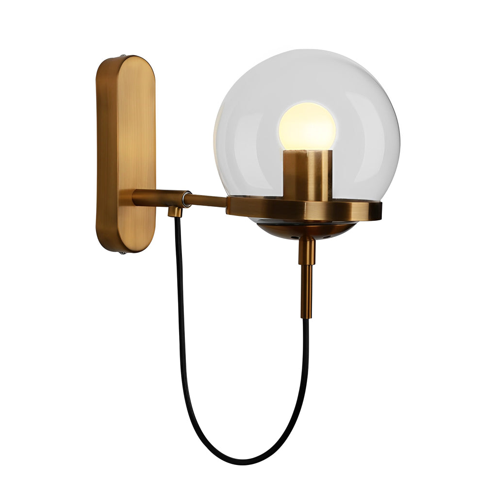 Industrial Glass Ball Wall Sconce with Metal Frame