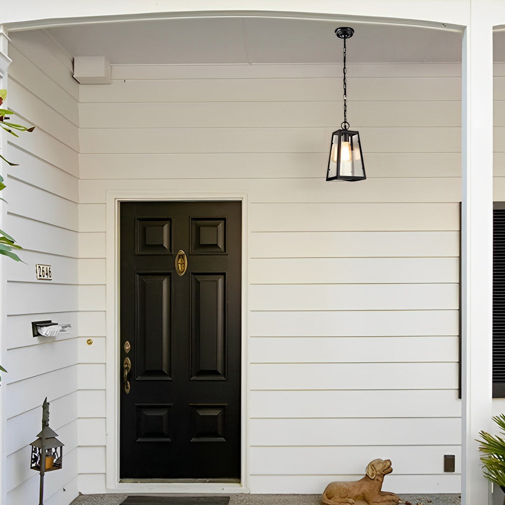 Waterproof Iron Glass Outdoor Pendant Light - Modern Black 6W LED