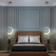 Modern Curvy Moon LED Pendant Light with Electroplated Aluminum