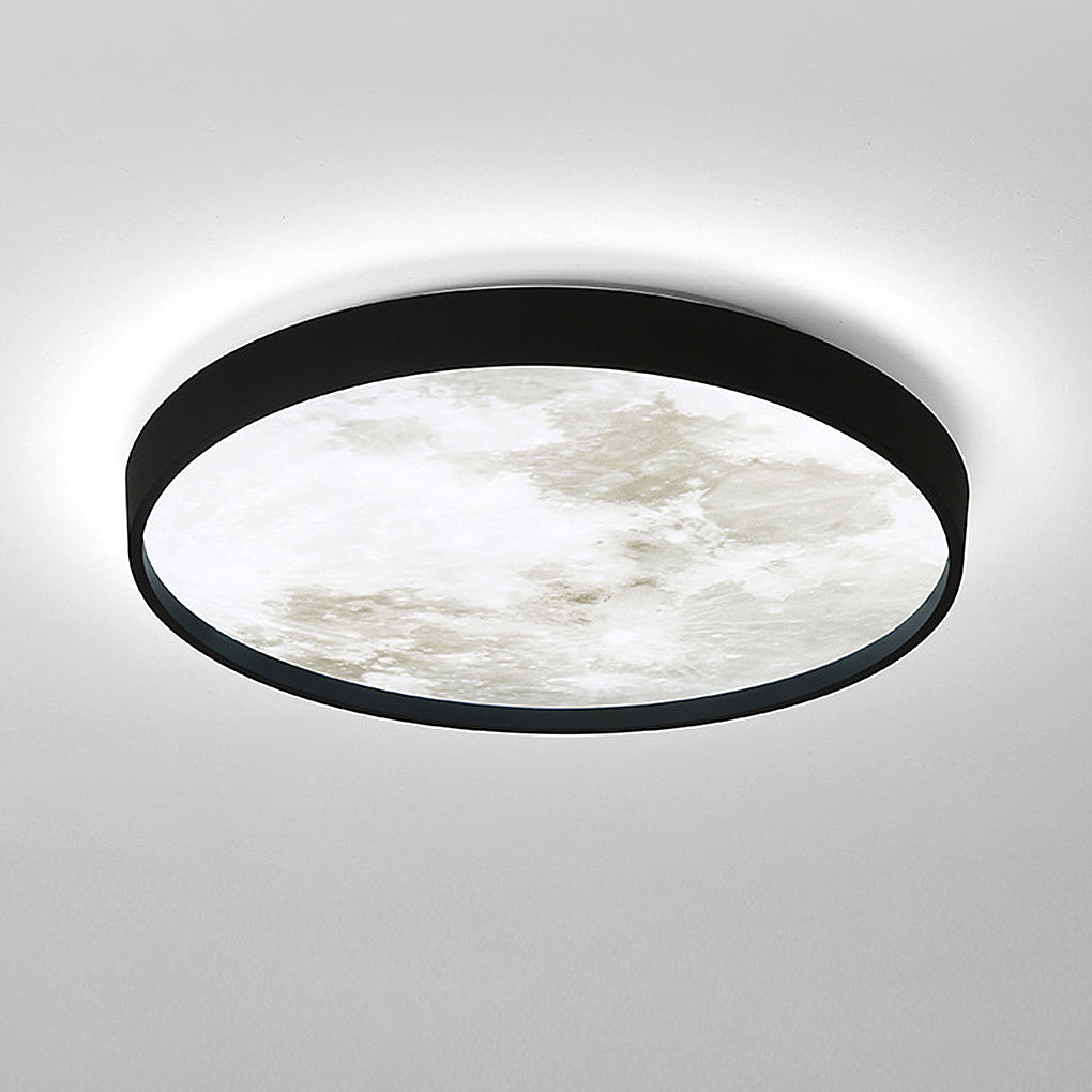 Modern Moon LED Flush Mount Ceiling Light with 3-Step Dimming