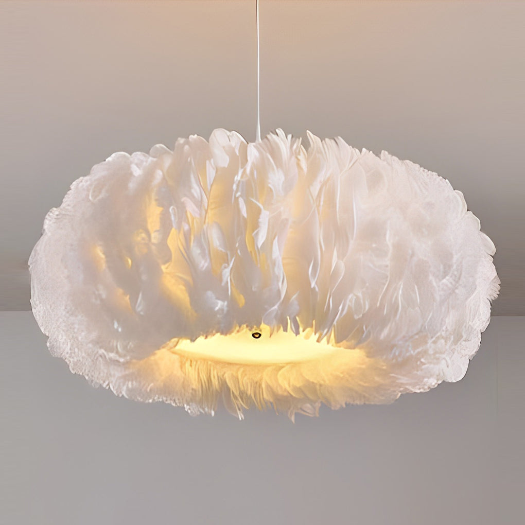 Modern Feather Pendant Light with Acrylic Shade White