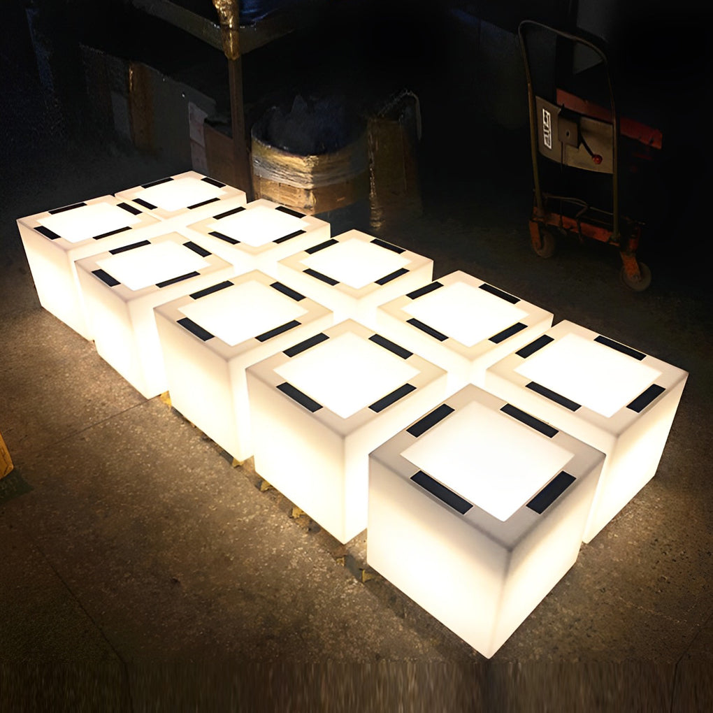 Square Solar LED Illuminated Planter - Waterproof Outdoor