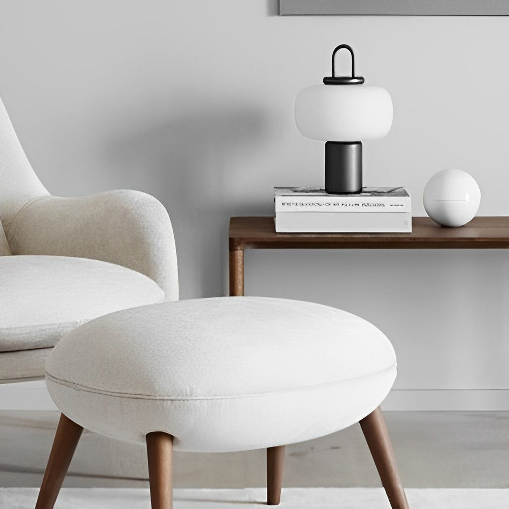 Portable LED Orb Table Lamp with Milk Glass Shade