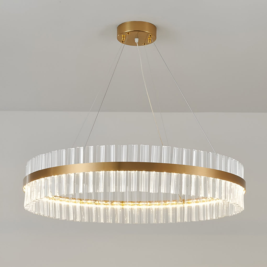 Modern Crystal Round Chandelier with 3-Step Dimmable LED