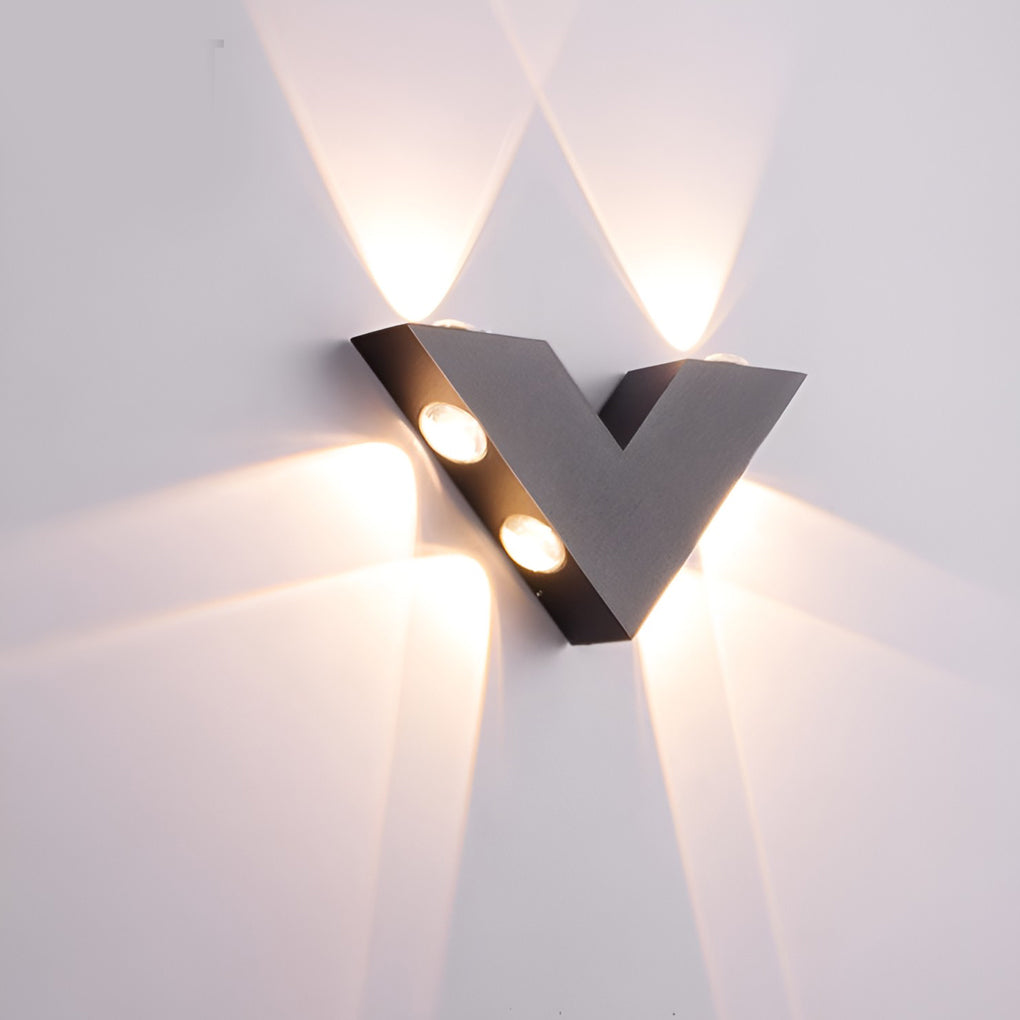 V-Shaped LED Outdoor Wall Light – Black Aluminum Waterproof