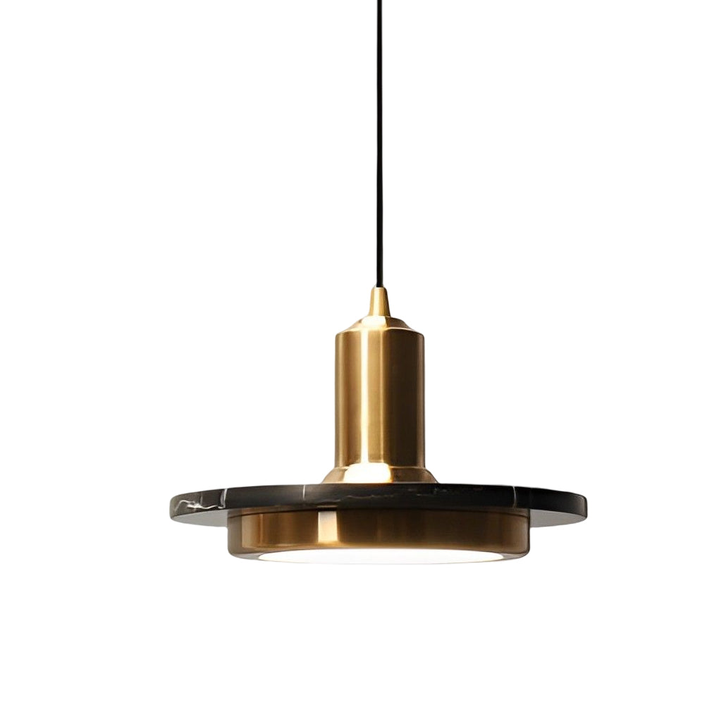 Modern Flying Saucer Pendant Light with LED, Iron & Marble Accent