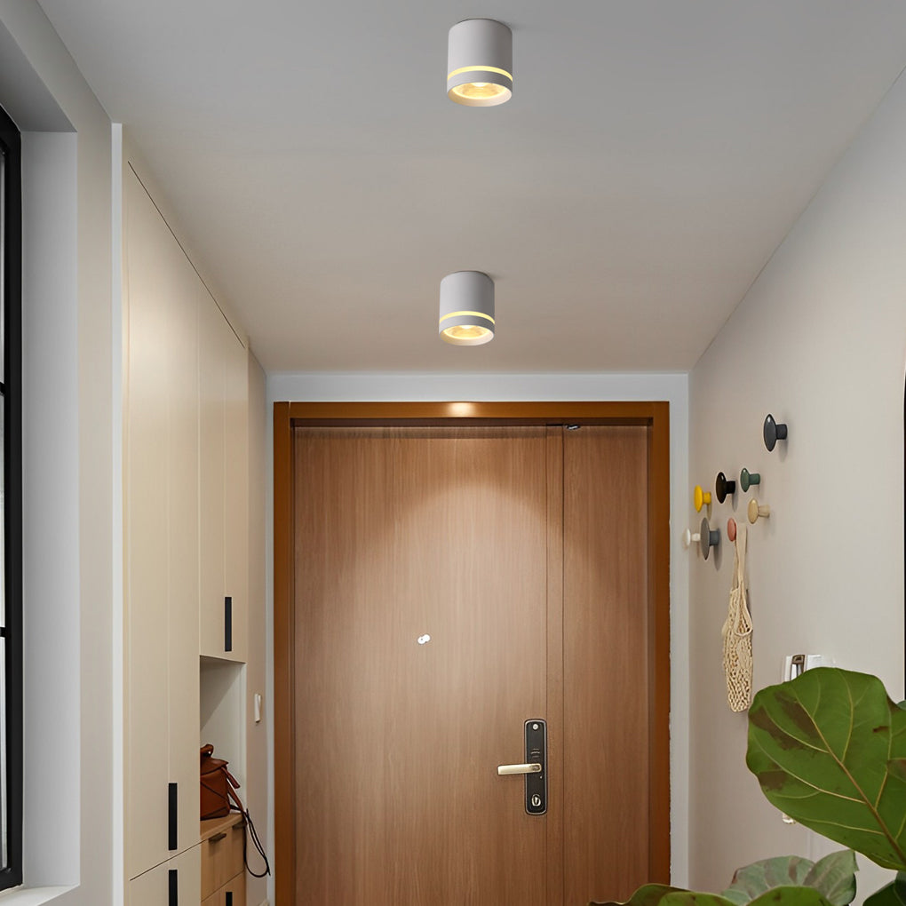 Modern Cylindrical LED Flush Mount Ceiling Light - Aluminum & Acrylic