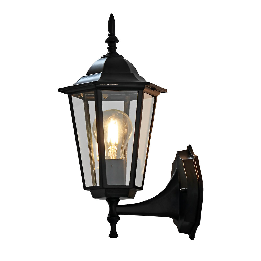 Hexagonal Outdoor Wall Light - Die-Cast Aluminum & Glass