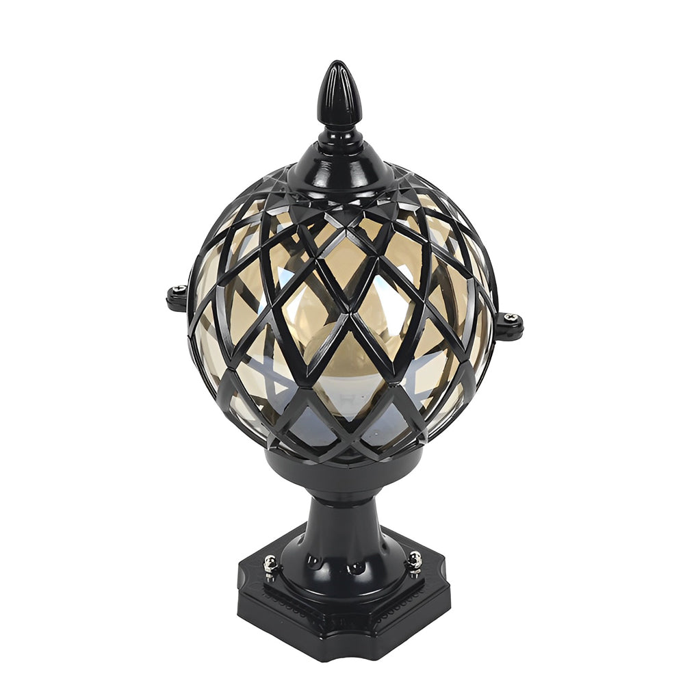 Modern Round Ball Outdoor Post Light – Aluminum & Glass