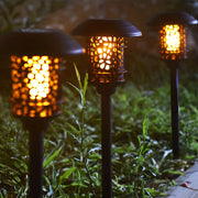Modern Hollow LED Solar Lawn Light with Flame Flicker Effect