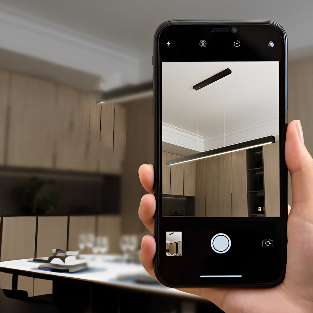 Modern Linear LED Pendant Light - Black Aluminum Dimmable Strip