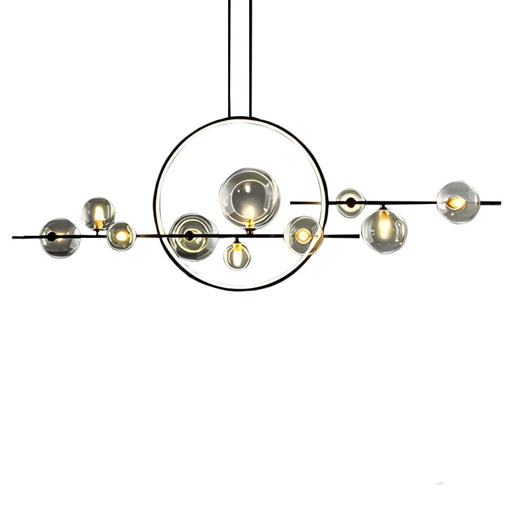 Modern Glass Bubble Chandelier with G9 LED – Black Finish