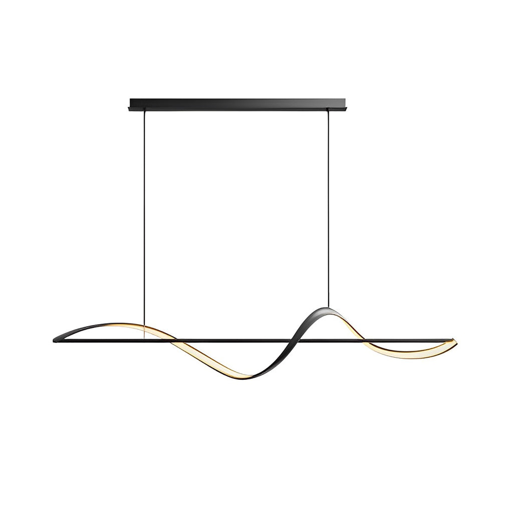 Modern Wave LED Copper Pendant Light for Dining Room