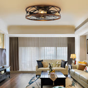 Modern Bladeless Ceiling Fan with Light - Caged Metal Design