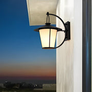 Vintage Frosted Glass Outdoor Wall Light - Black Metal Frame