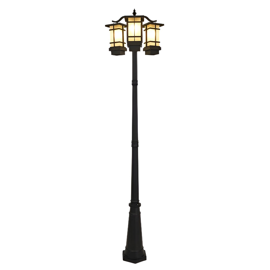 Modern Black Outdoor Post Light - 2/3 Light Aluminum Street Lamp