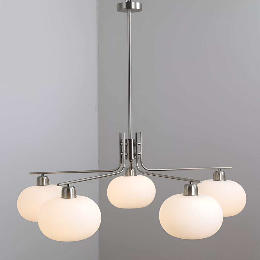 5-Light Glass Chandelier with 3-Step Dimming LED Nordic Hanging Lamp