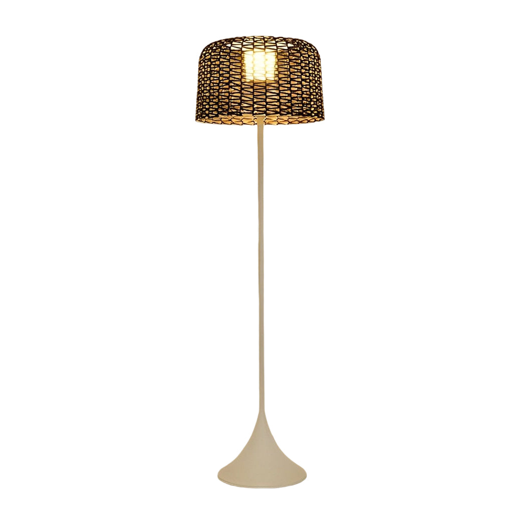 Modern Mesh Solar Outdoor Floor Lamp - Stainless Steel