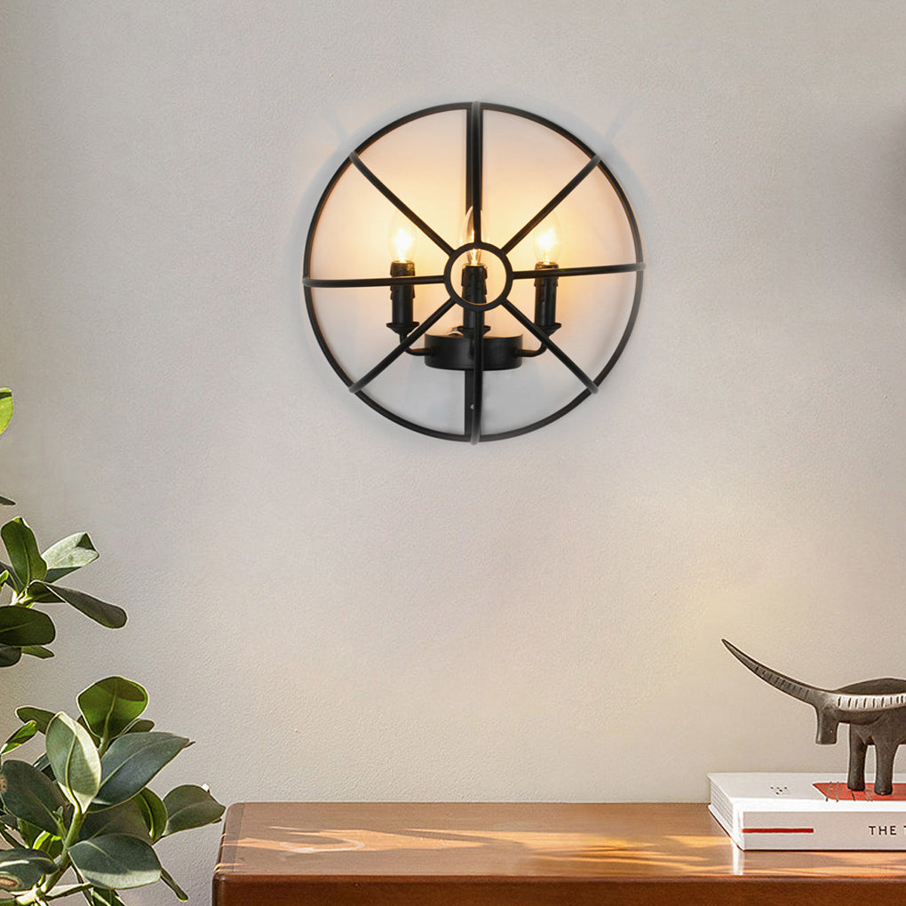 Hemispherical Iron Wall Sconce Black Retro Industrial Light Fixture