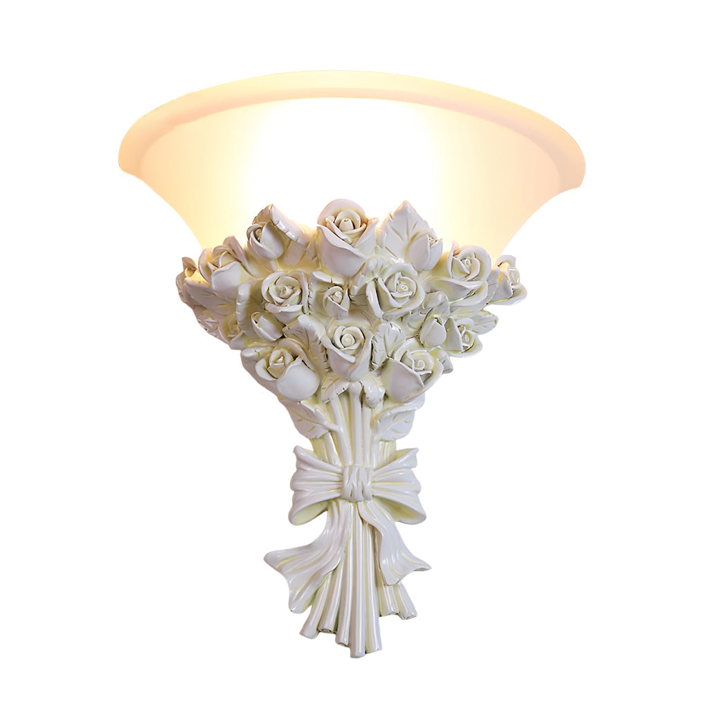Rose Bouquet Resin Glass Wall Sconce Modern European Lighting