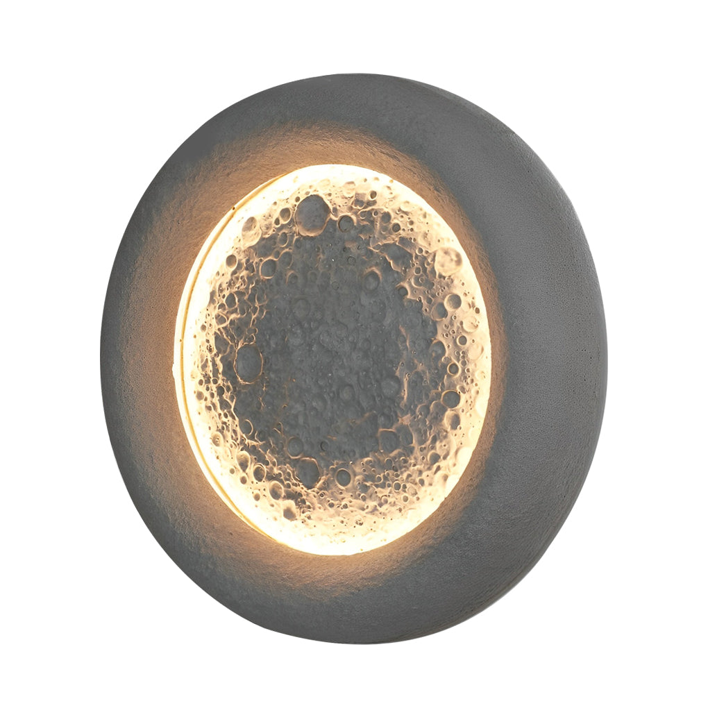 Moon Crater Concrete Outdoor Wall Light with Warm LED