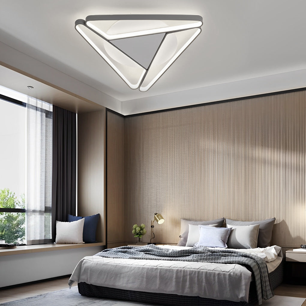 Geometric LED Flush Mount Ceiling Light Modern Metal & PVC