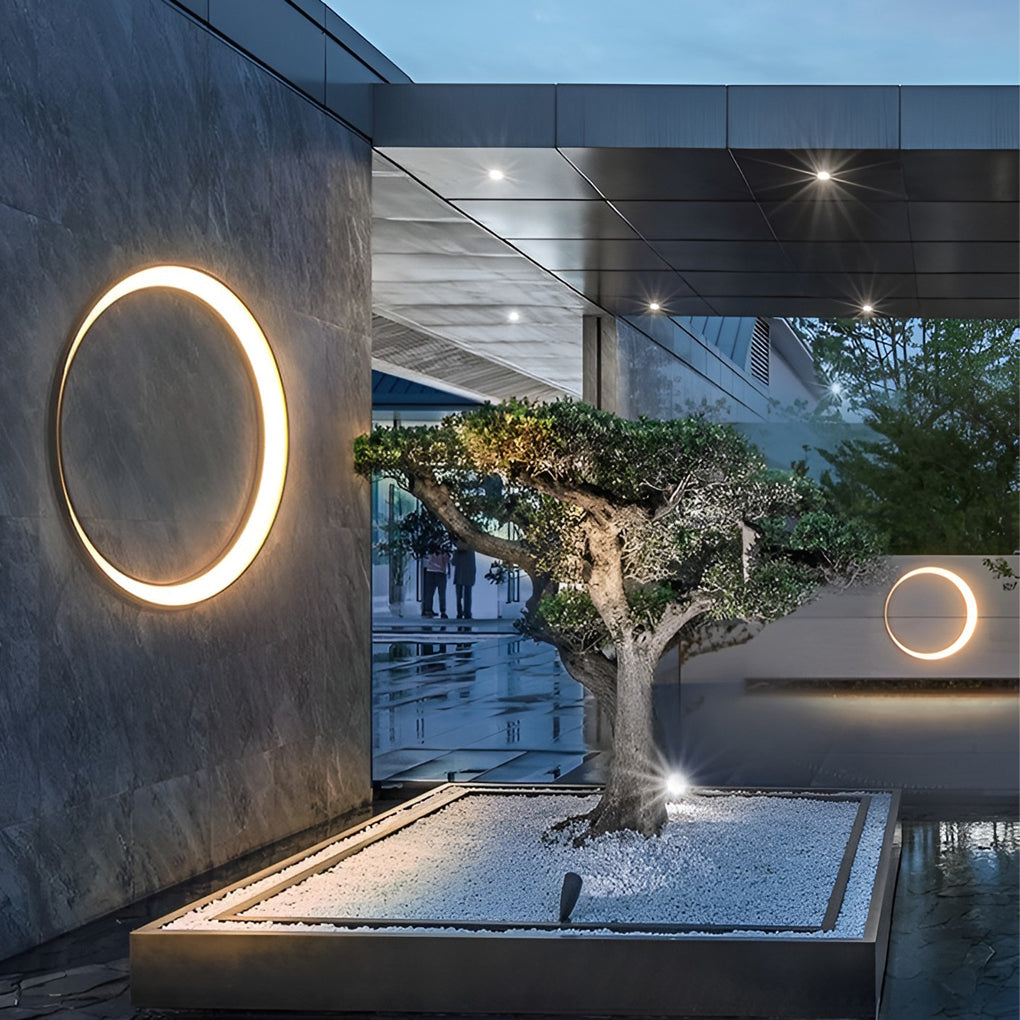Modern Round Moon LED Outdoor Wall Light IP65 Waterproof