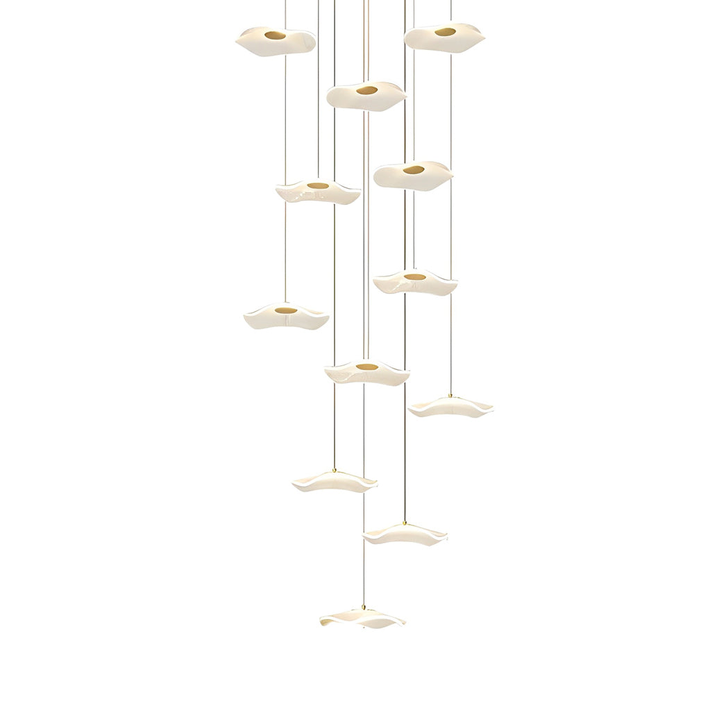 Acrylic Lotus Leaf LED Staircase Chandelier - Modern Long Drop