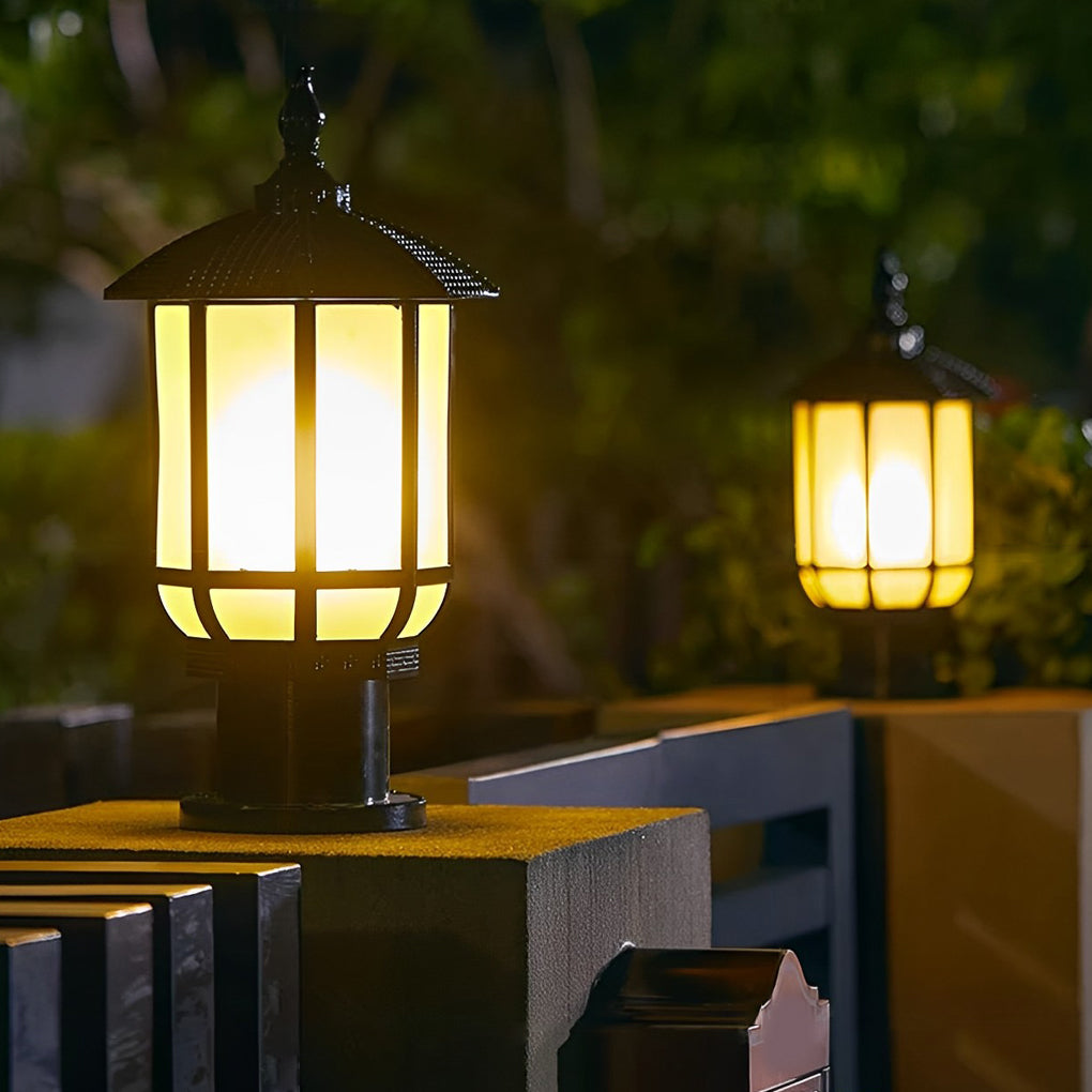 Retro LED Outdoor Post Light - Aluminum & Glass - IP55 Waterproof