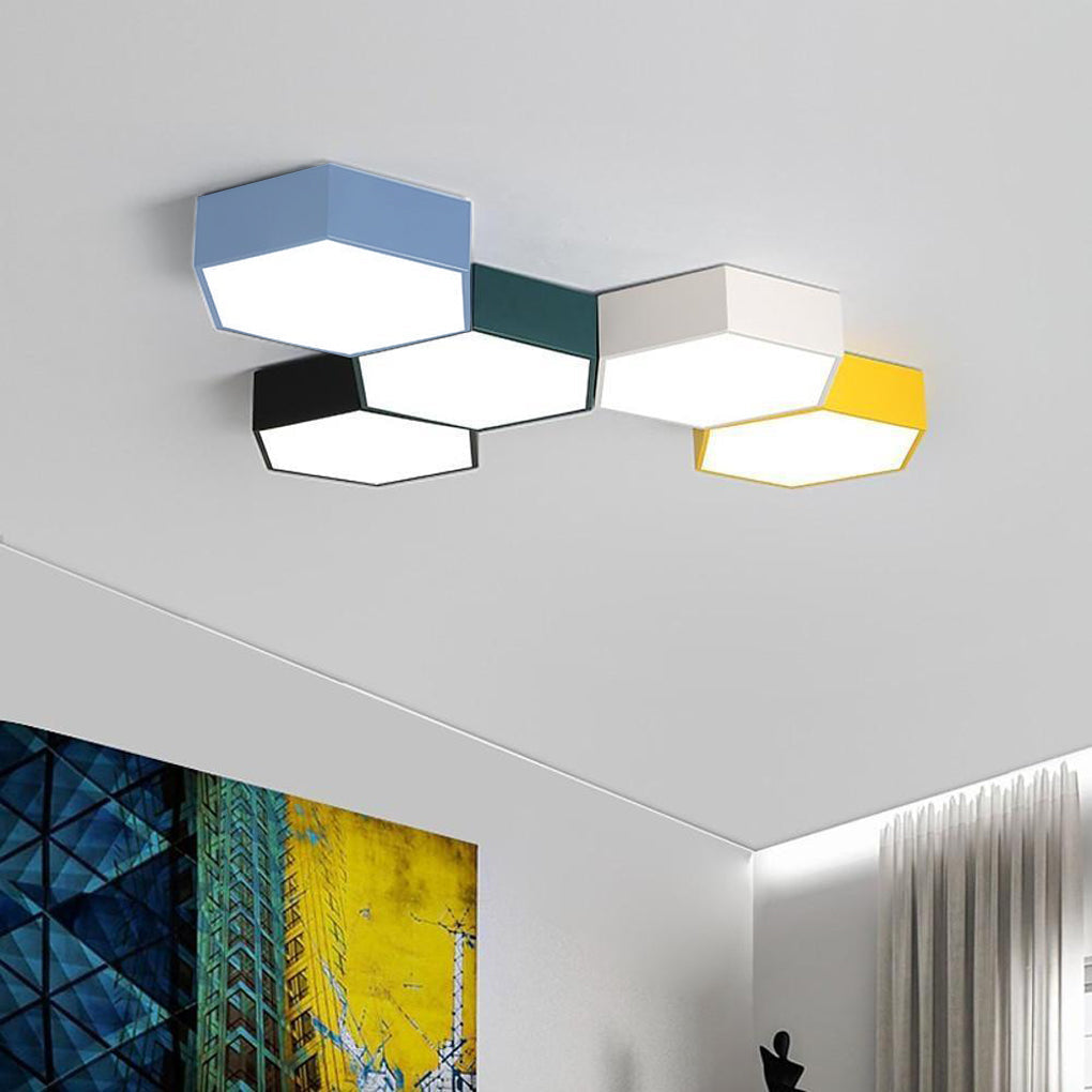 Geometric LED Flush Mount Ceiling Light with Wireless Control