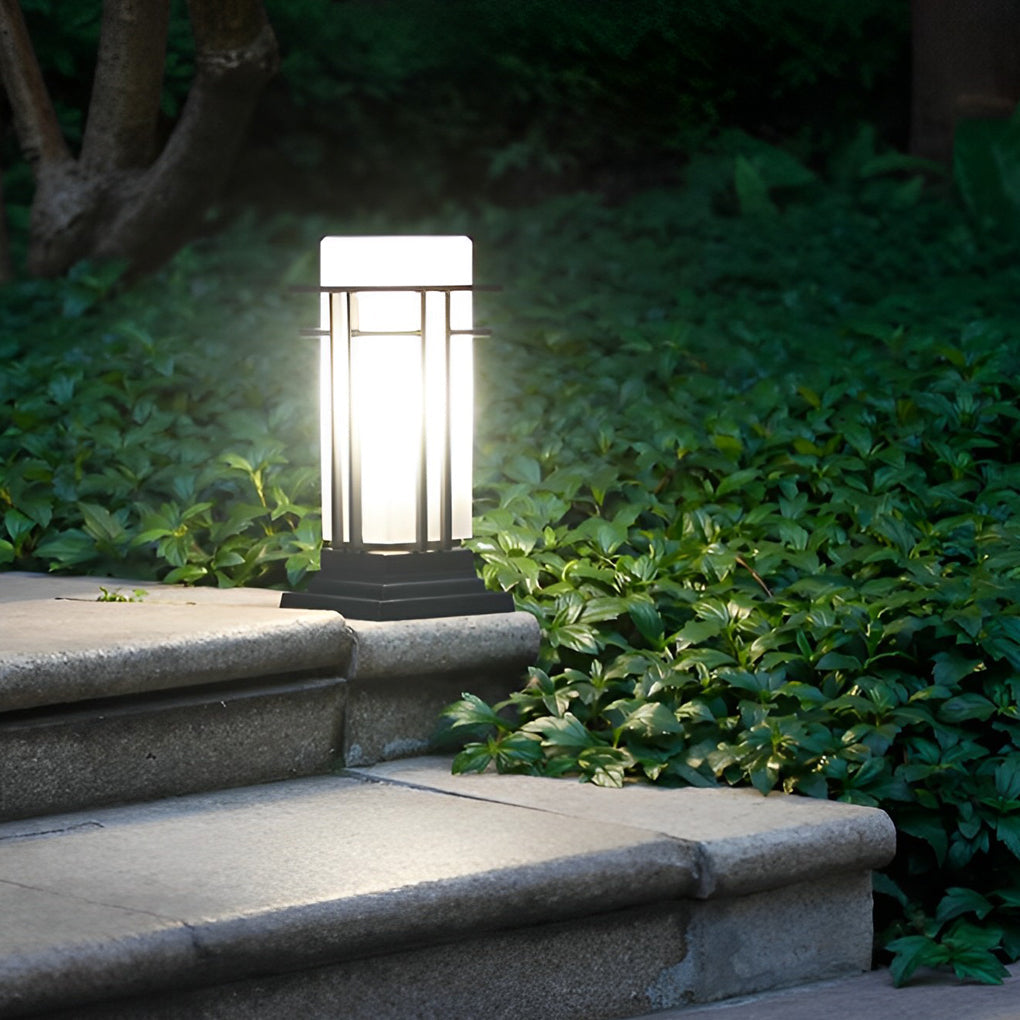Black Aluminum Frosted Glass Path Lights Waterproof Outdoor Bollard