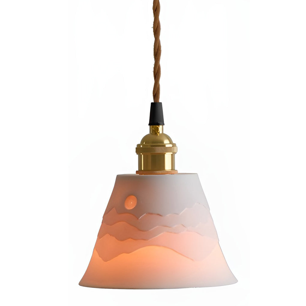 Nordic Ceramic Pendant Light with Mountain Shadow Design
