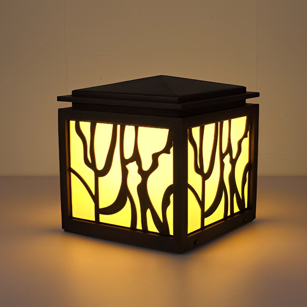Modern Outdoor LED Fence Post Light - Stainless Steel & Marble