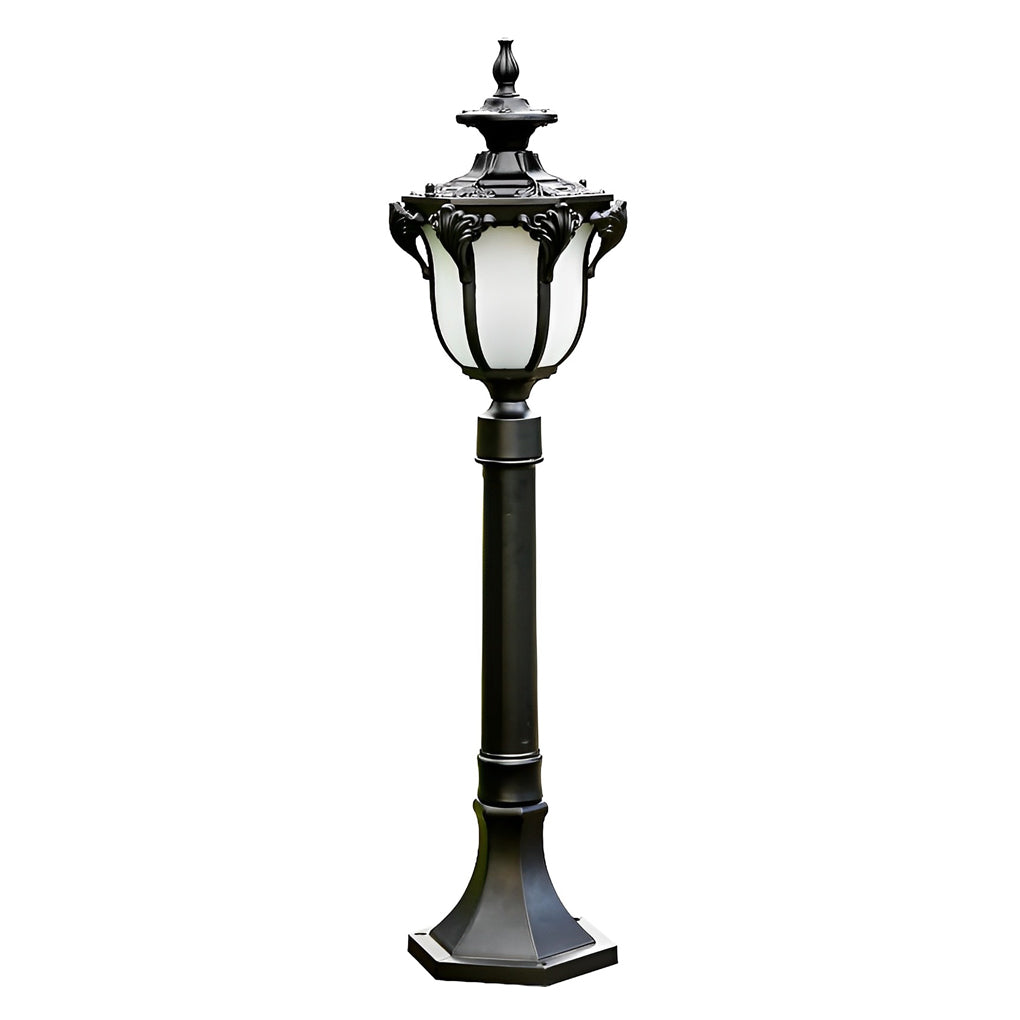 Industrial Outdoor Pathway Lamp Post - Die-Cast Aluminum & Glass
