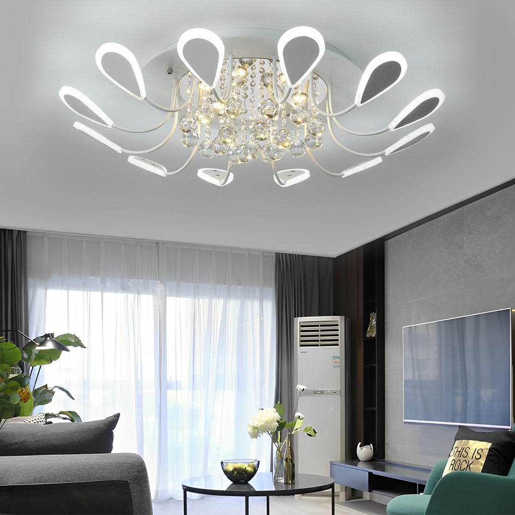 Flower Shaped Dimmable LED Crystal Flush Mount Ceiling Light