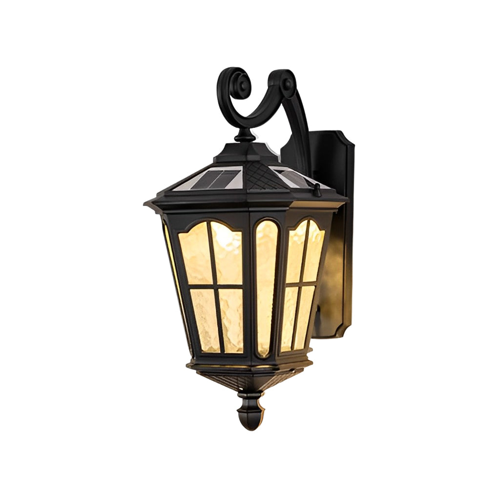Modern Solar Outdoor Wall Light - Aluminum & Glass - Black