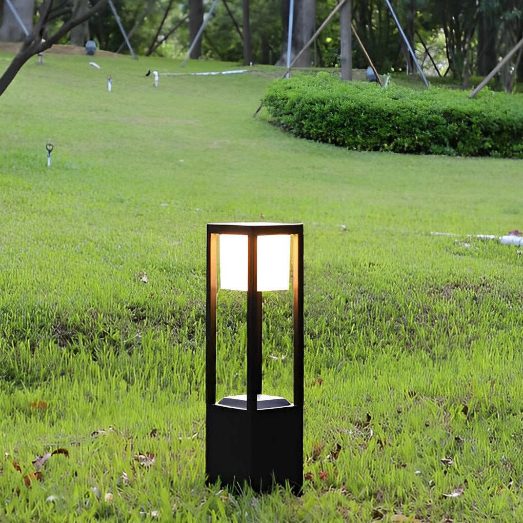 Solar LED Pathway Bollard Light Black Aluminum Modern Outdoor