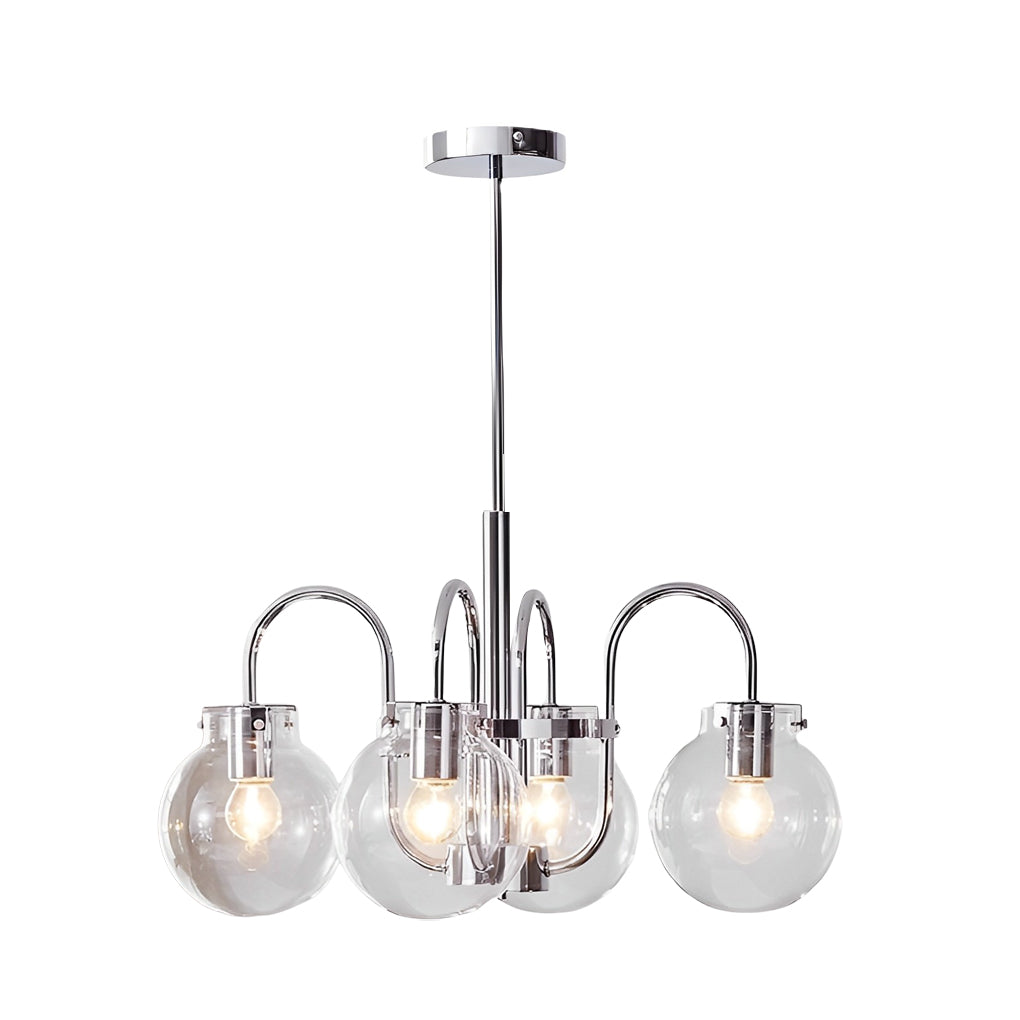 Glass Ball Curved Arm Chandelier - Modern Nordic Pendant Light