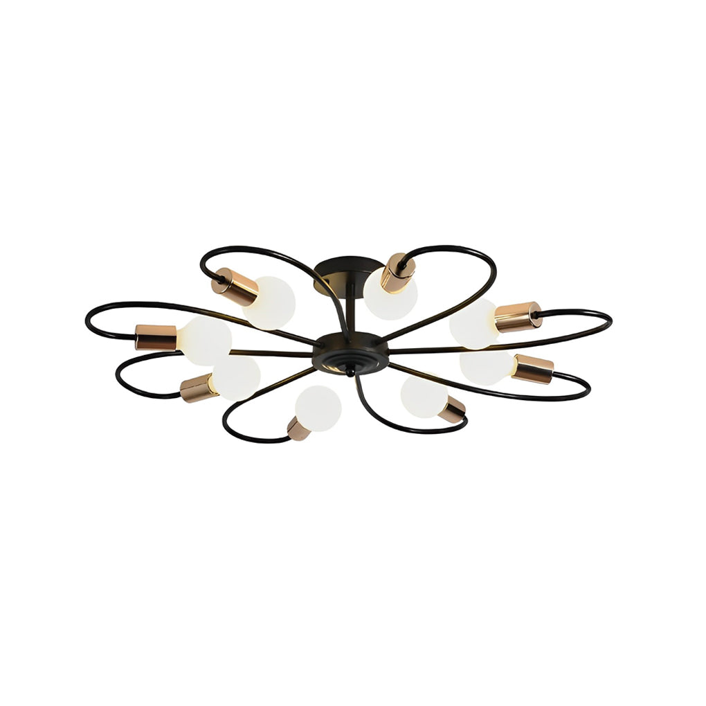 Nordic Flower Iron Semi Flush Mount Ceiling Light