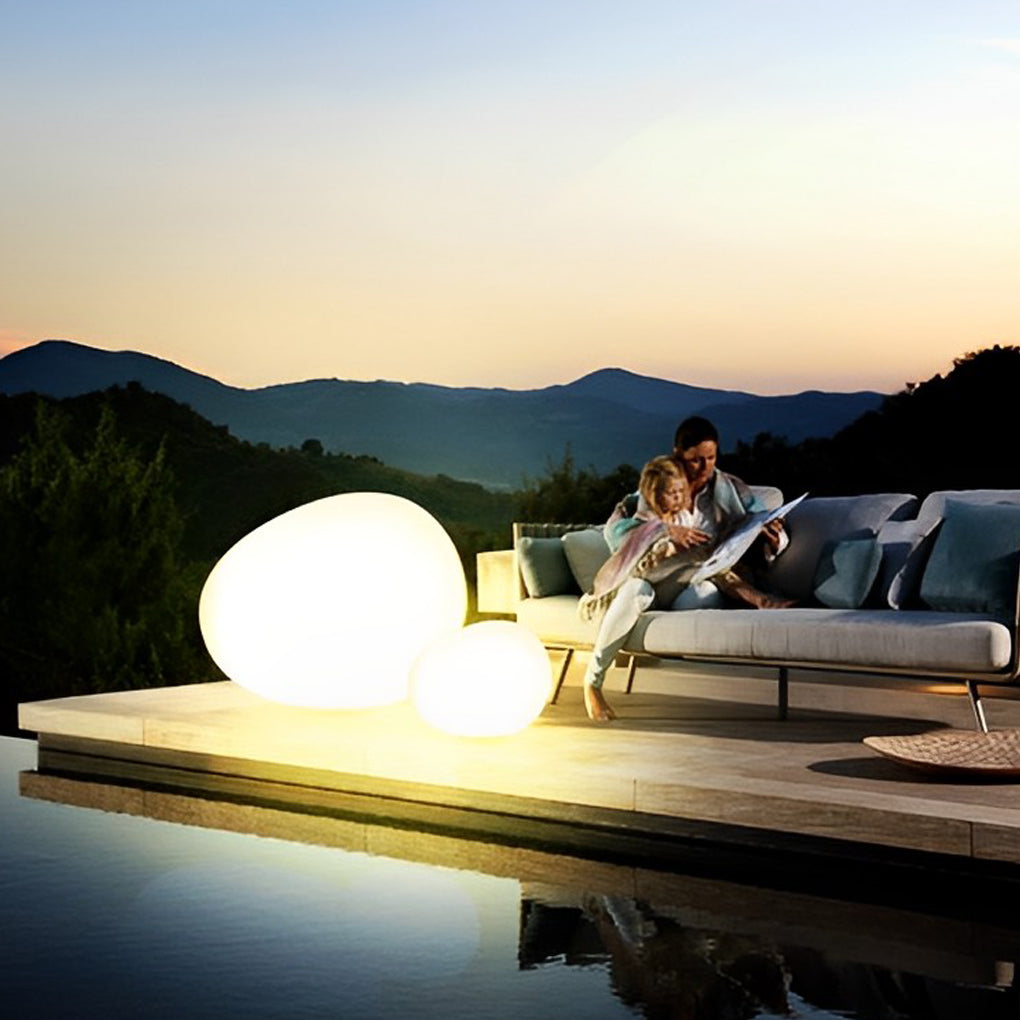 Modern Cobblestone LED Outdoor Lamp with 3-Color Temperature Settings