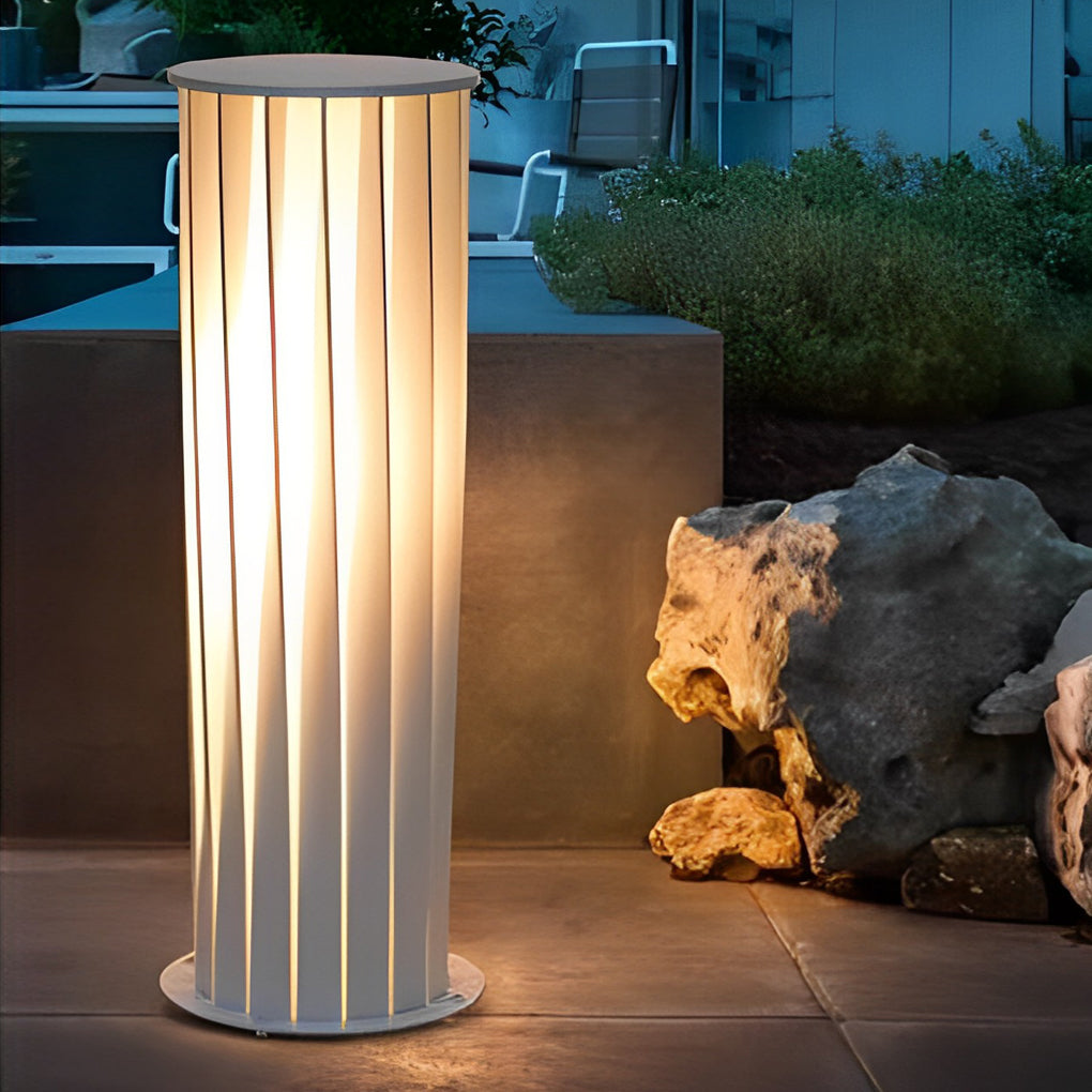 Modern Solar LED Lawn Light with Twisted Metal Design