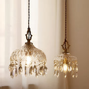 Crystal Glass LED Pendant Light with Copper Finish