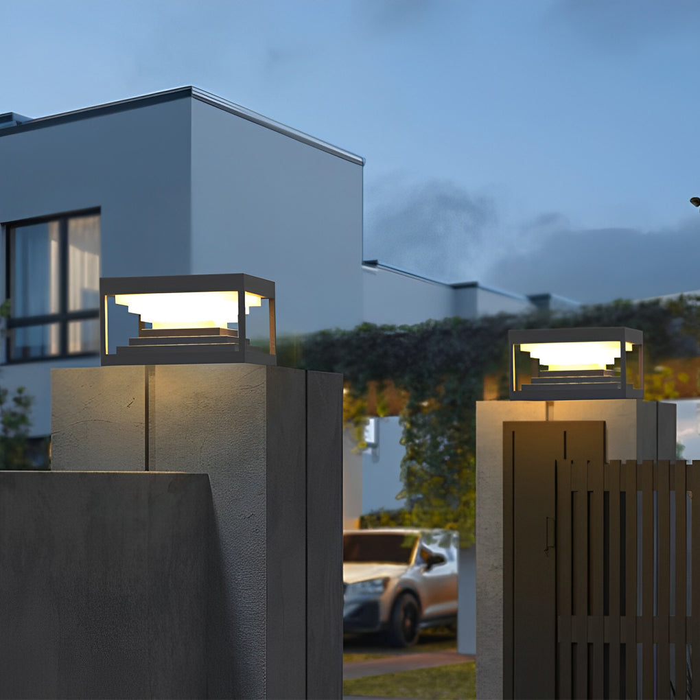 Modern Black Stainless Steel Solar LED Post Cap Light