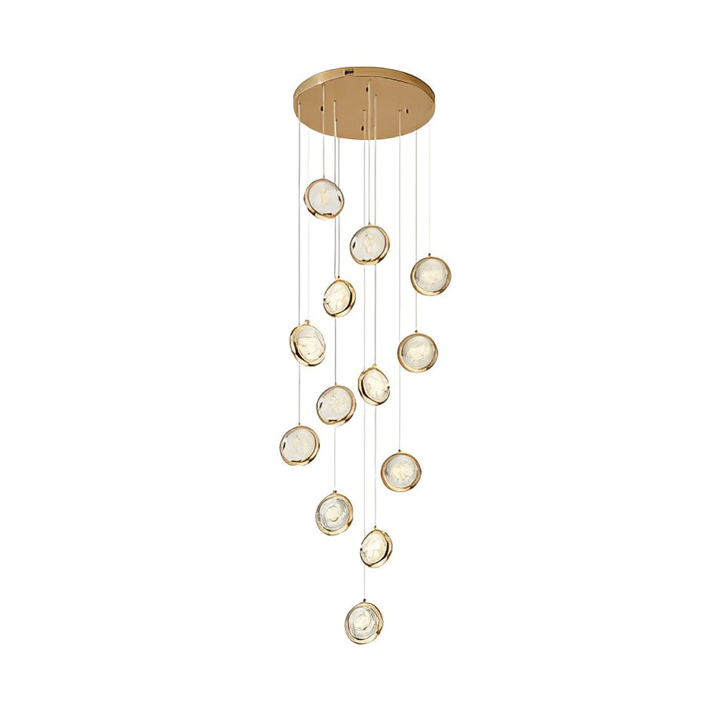 Crystal Cluster Adjustable Staircase Chandelier Modern Gold Finish