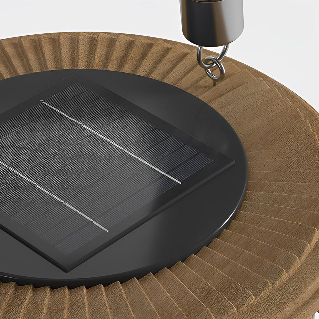 Solar Rattan Wood Portable LED Outdoor Lantern Lamp