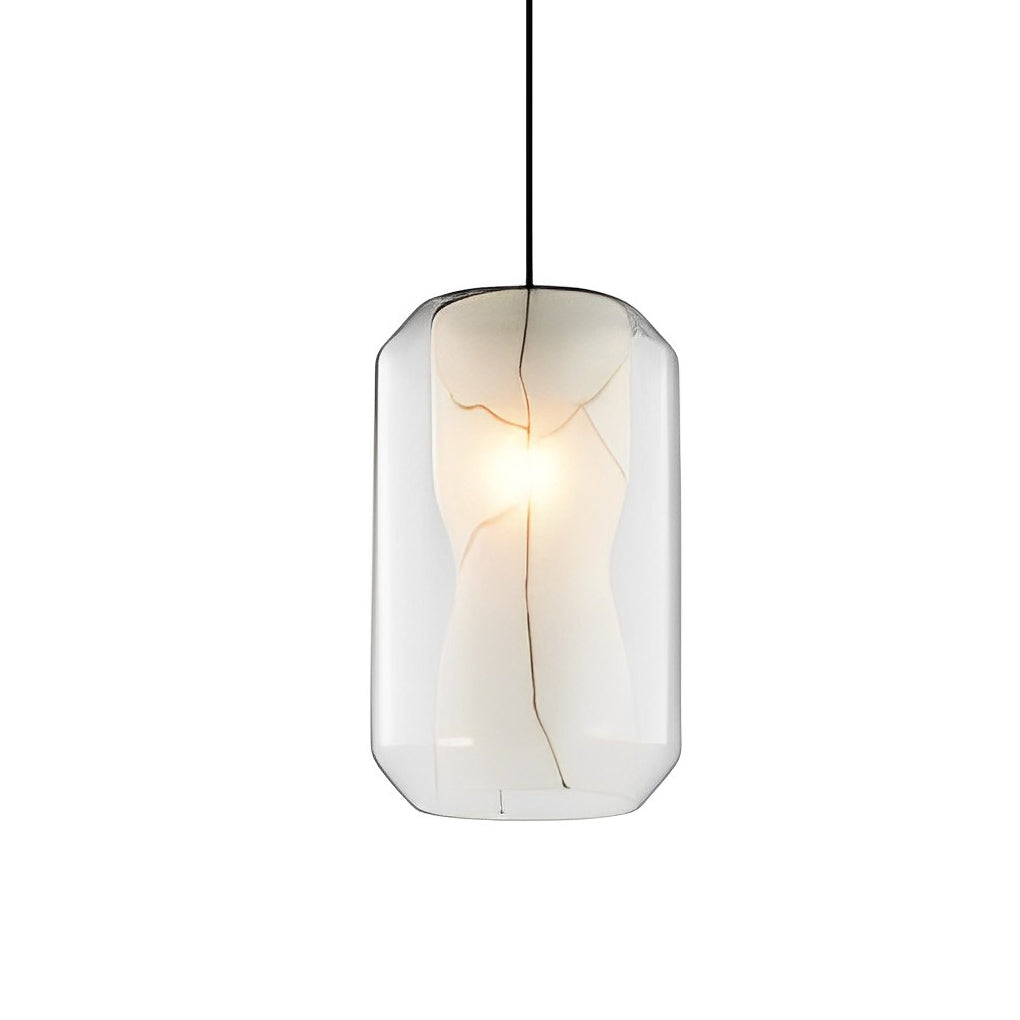 Double Glass Pendant Light Modern Marble Effect Chandelier