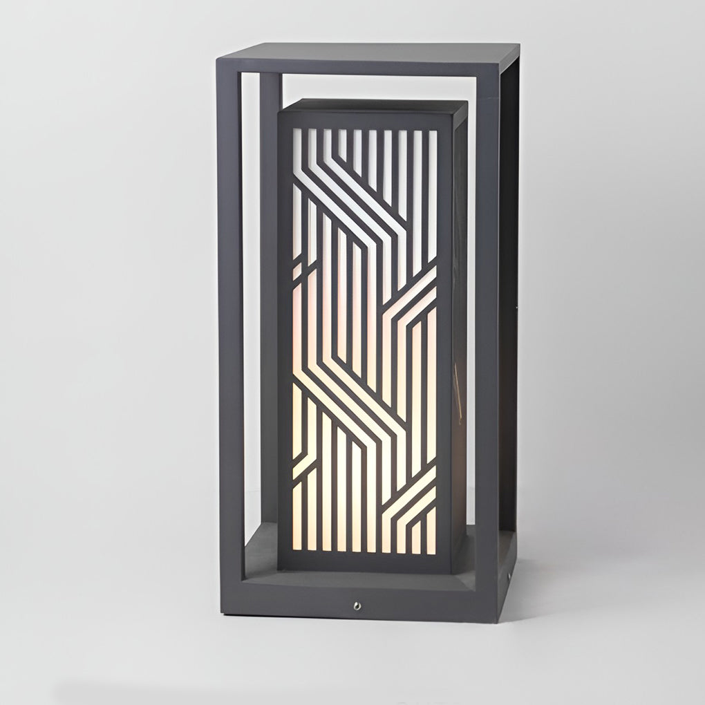 Gray Retro Waterproof LED Outdoor Pathway Cuboid Lantern