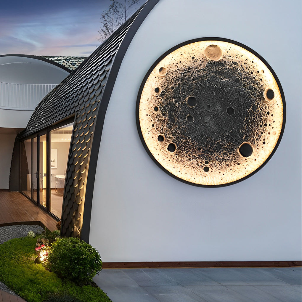 Modern Moon LED Outdoor Wall Light - Waterproof Aluminum Fixture